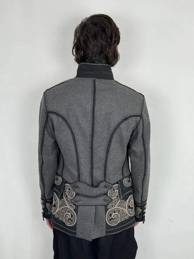 AW2009 Dolce & Gabbana Grey Wool Baroque Embroidered Officer Jacket yZamRDT 3
