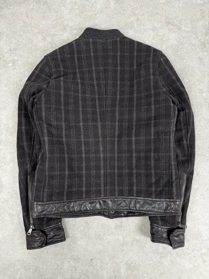 2000s Dolce & Gabbana Dark Grey Wool Shattered Bomber Jacket GRNMukS 3