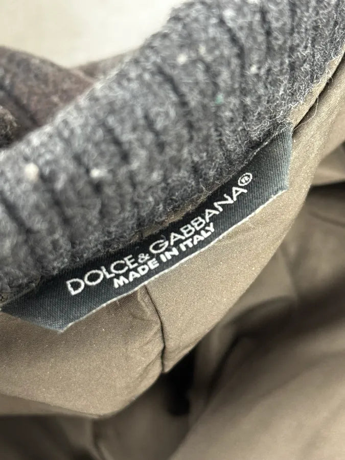 2000s Dolce & Gabbana Dark Grey Wool Shattered Bomber Jacket GRNMukS 11