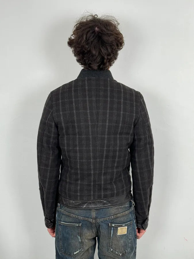 2000s Dolce & Gabbana Dark Grey Wool Shattered Bomber Jacket GRNMukS 2