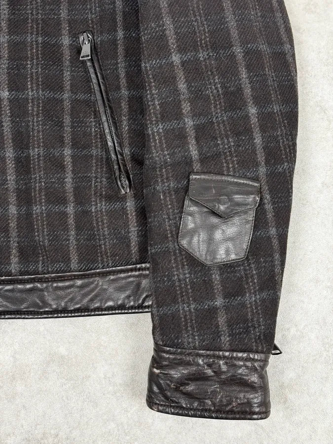 2000s Dolce & Gabbana Dark Grey Wool Shattered Bomber Jacket GRNMukS 7