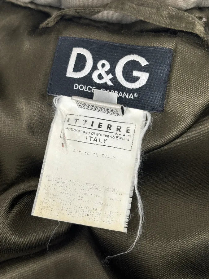 AW2003 Dolce & Gabbana Khaki Fur-Trimmed Military Parka Coat QiSbElb 10