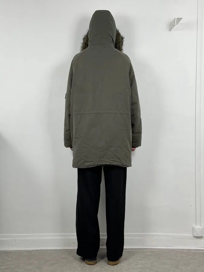 AW2003 Dolce & Gabbana Khaki Fur-Trimmed Military Parka Coat QiSbElb 2