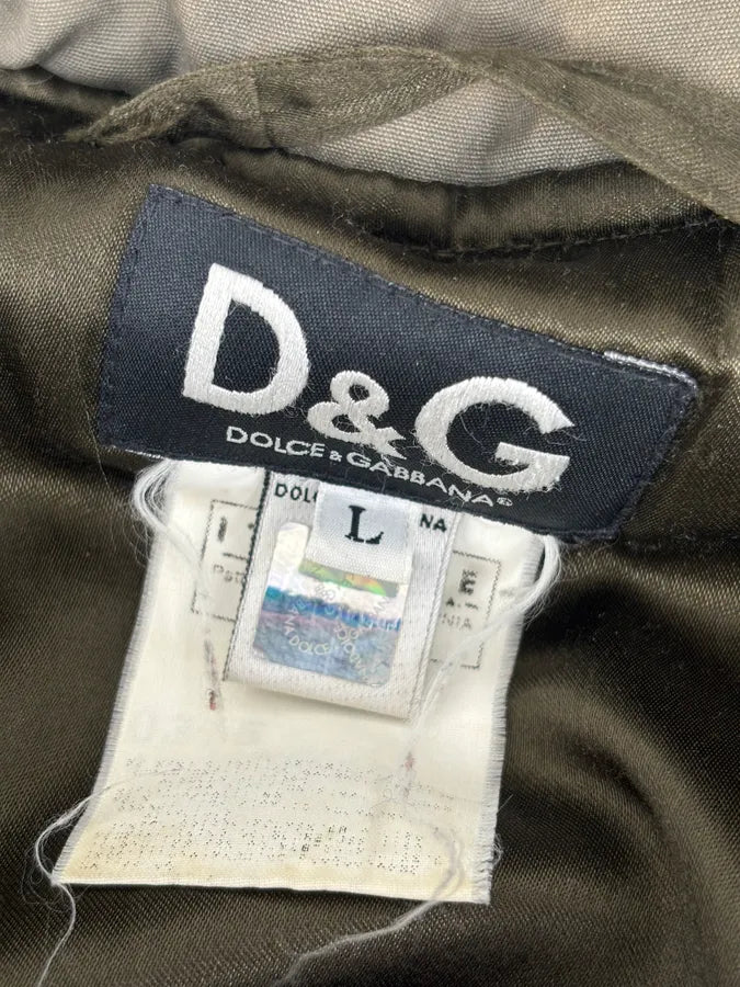 AW2003 Dolce & Gabbana Khaki Fur-Trimmed Military Parka Coat QiSbElb 9