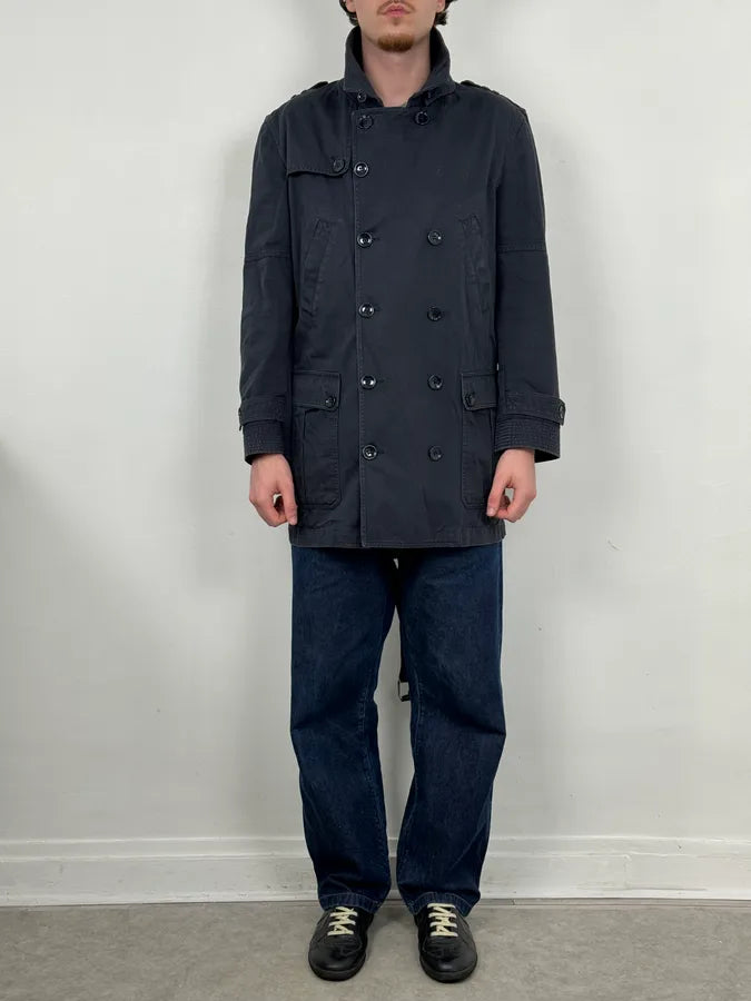 2000s Dolce & Gabbana Navy Double-Breasted Cargo Trench Jacket JxpVWxf 2