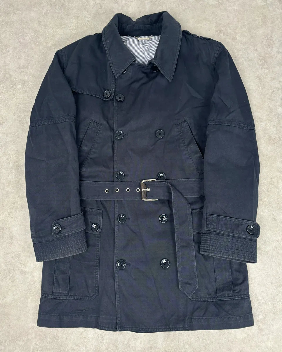 2000s Dolce & Gabbana Navy Double-Breasted Cargo Trench Jacket JxpVWxf 0
