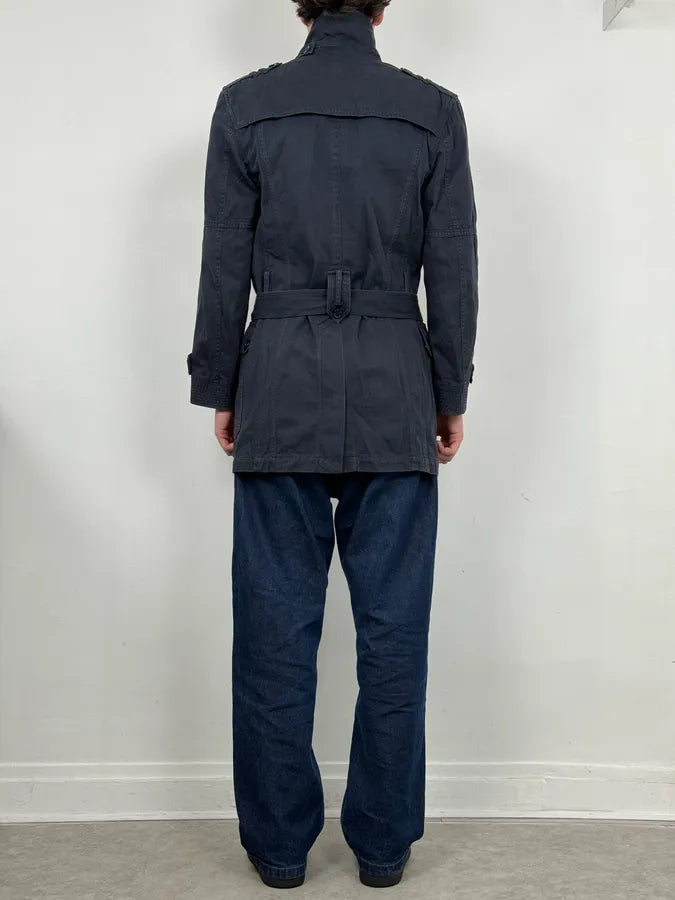 2000s Dolce & Gabbana Navy Double-Breasted Cargo Trench Jacket JxpVWxf 3