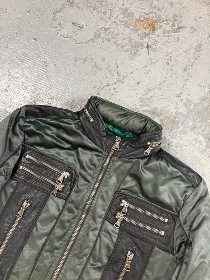 AW2007 Dolce & Gabbana Green Hybrid Nylon Leather Jacket TJZYDUb 4