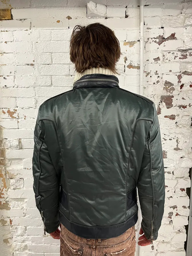 AW2007 Dolce & Gabbana Green Hybrid Nylon Leather Jacket TJZYDUb 2