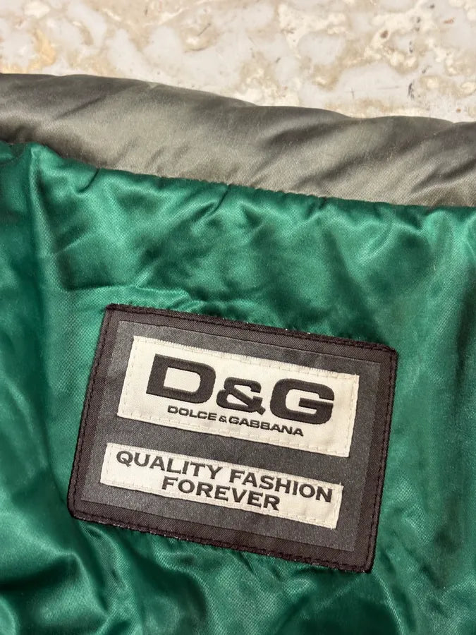 AW2007 Dolce & Gabbana Green Hybrid Nylon Leather Jacket TJZYDUb 10