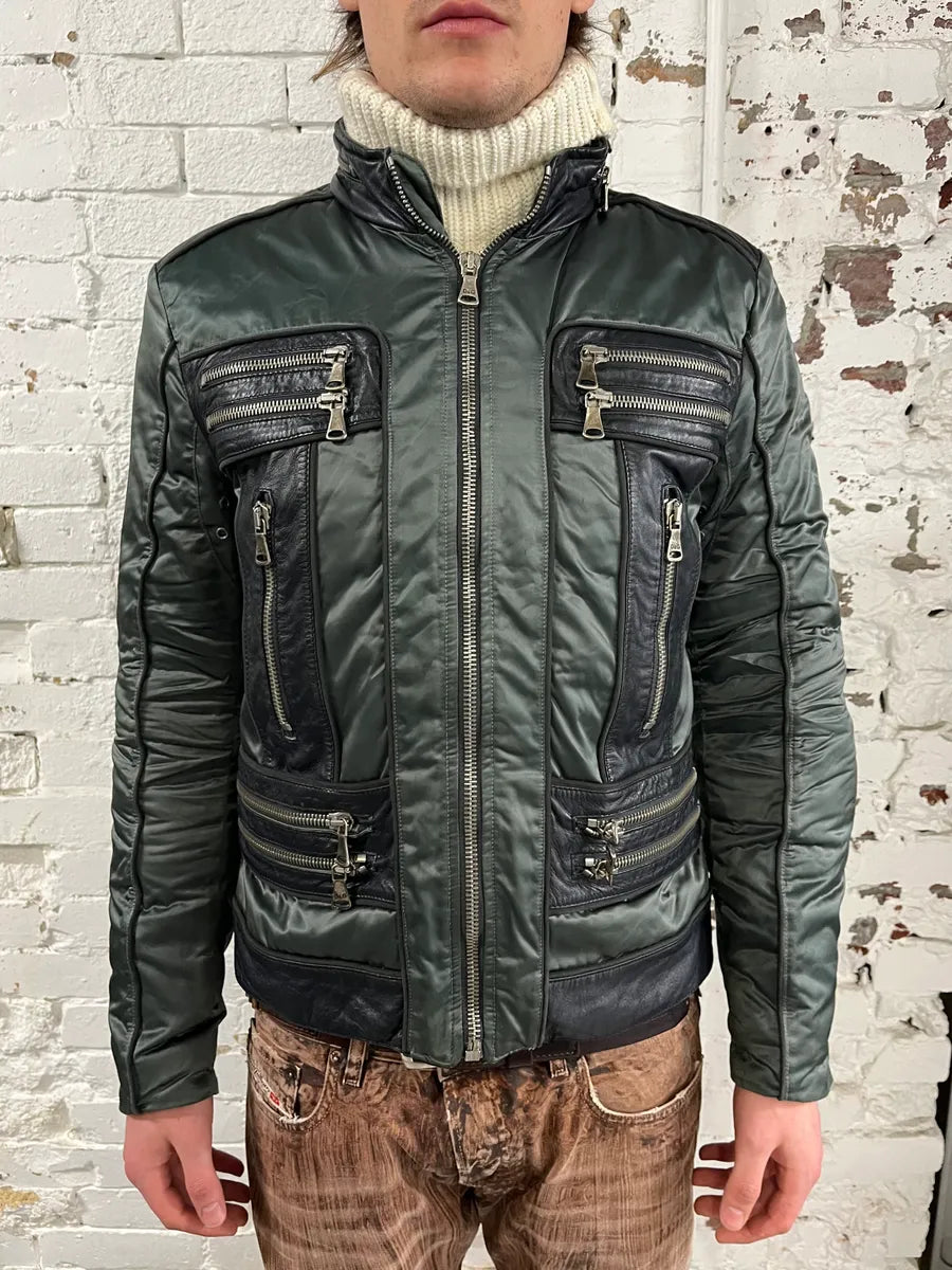 AW2007 Dolce & Gabbana Green Hybrid Nylon Leather Jacket TJZYDUb 1