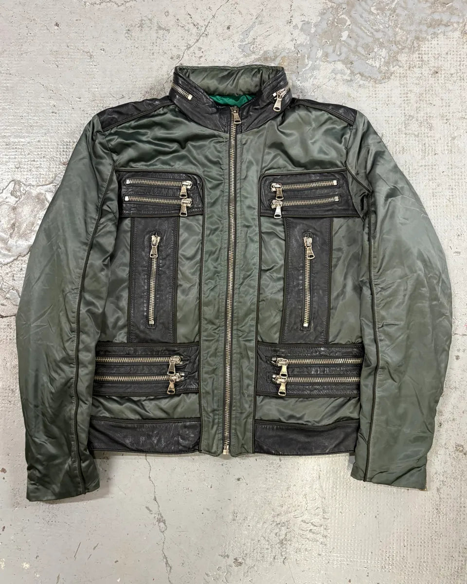 AW2007 Dolce & Gabbana Green Hybrid Nylon Leather Jacket TJZYDUb 0