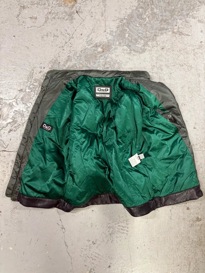 AW2007 Dolce & Gabbana Green Hybrid Nylon Leather Jacket TJZYDUb 7