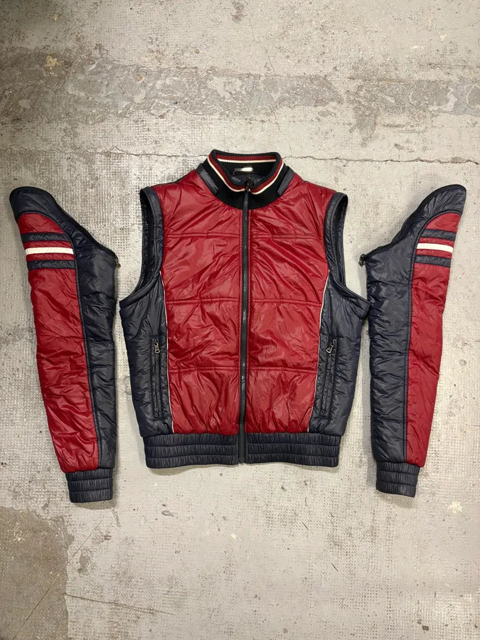 AW2008 Dolce & Gabbana Red Nylon Removable Sleeves Quilted Puffer Jacket lwKNgAk 0
