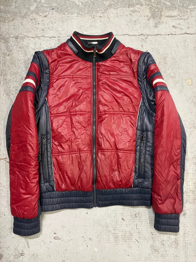AW2008 Dolce & Gabbana Red Nylon Removable Sleeves Quilted Puffer Jacket lwKNgAk 1