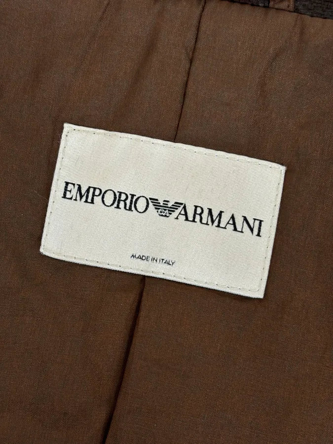 2000s Emporio Armani Brown Faux Fur Double-Breasted Jacket waAcwbD 10