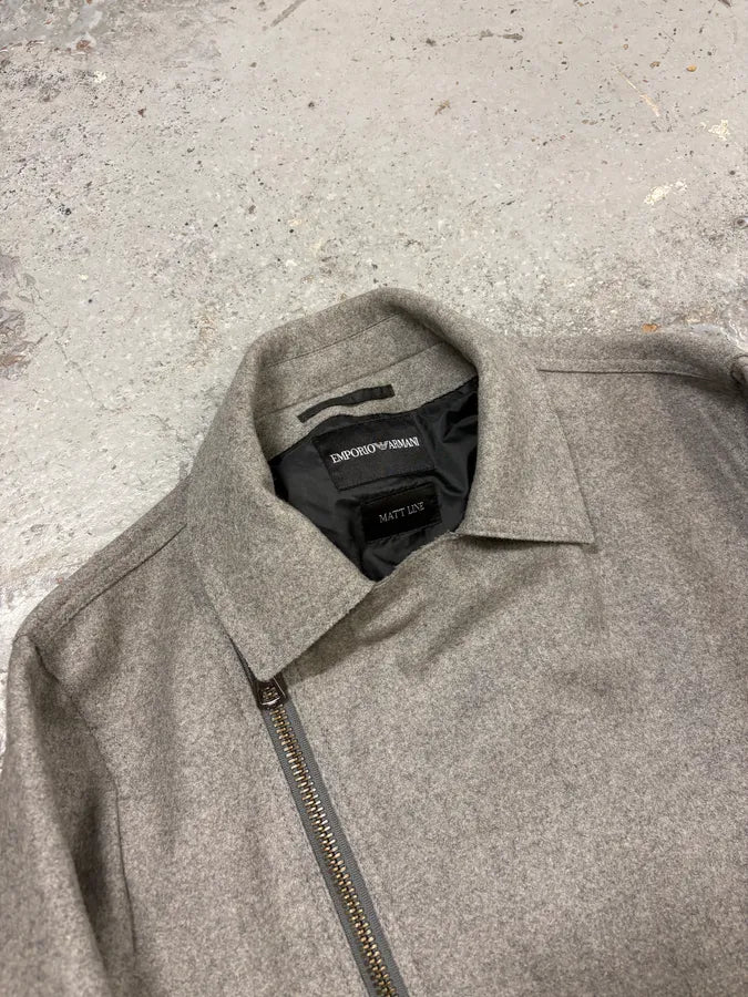 FW2011 Emporio Armani Asymmetrical Biker Grey Wool Jacket idHkWiu 4