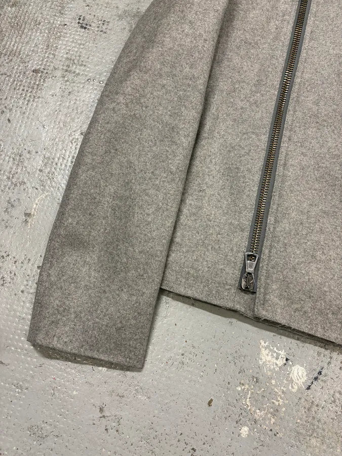 FW2011 Emporio Armani Asymmetrical Biker Grey Wool Jacket idHkWiu 7