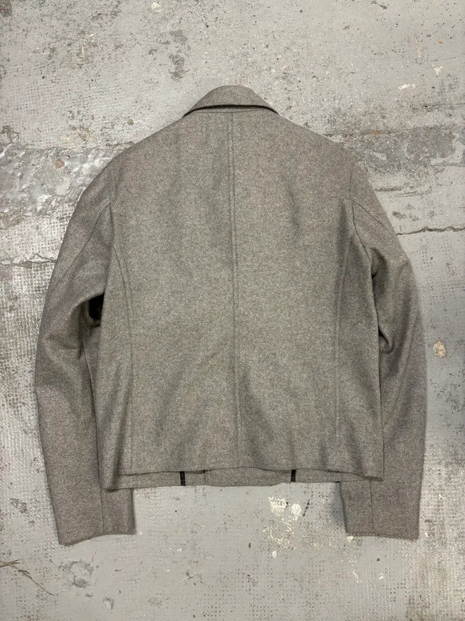 FW2011 Emporio Armani Asymmetrical Biker Grey Wool Jacket idHkWiu 5