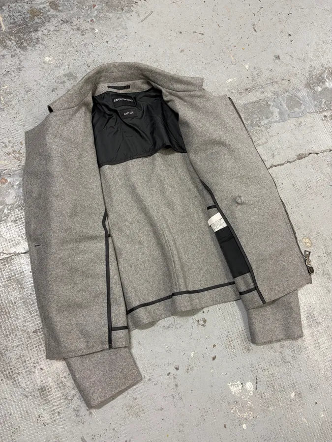 FW2011 Emporio Armani Asymmetrical Biker Grey Wool Jacket idHkWiu 6