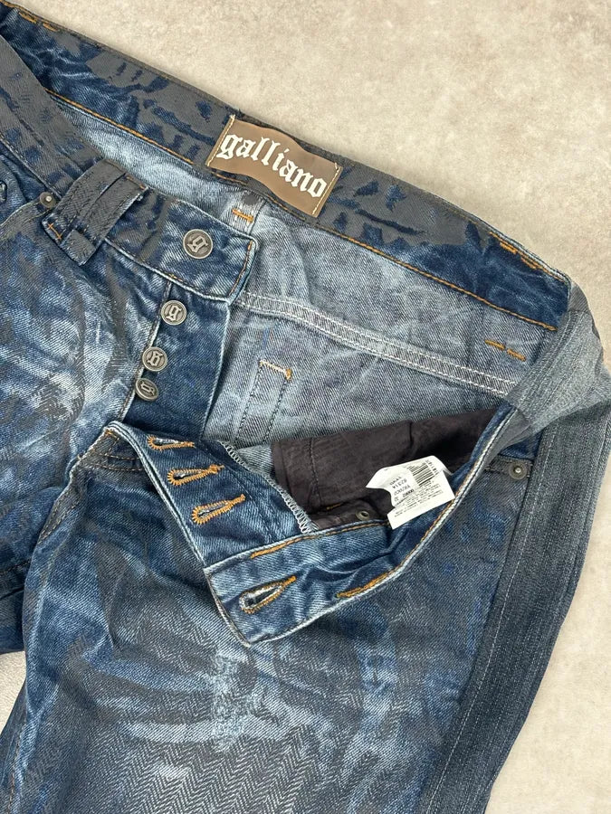 AW2011 Galliano Navy Slim Distressed Denim Jeans OyHrFqW 8