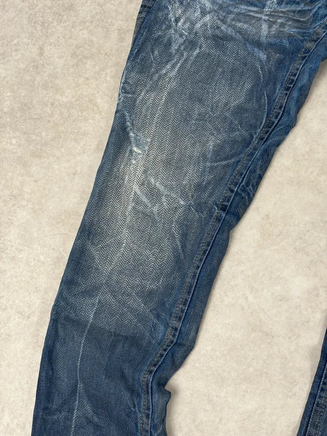 AW2011 Galliano Navy Slim Distressed Denim Jeans OyHrFqW 9