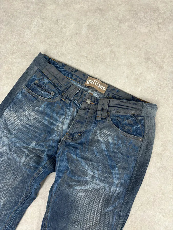 AW2011 Galliano Navy Slim Distressed Denim Jeans OyHrFqW 5