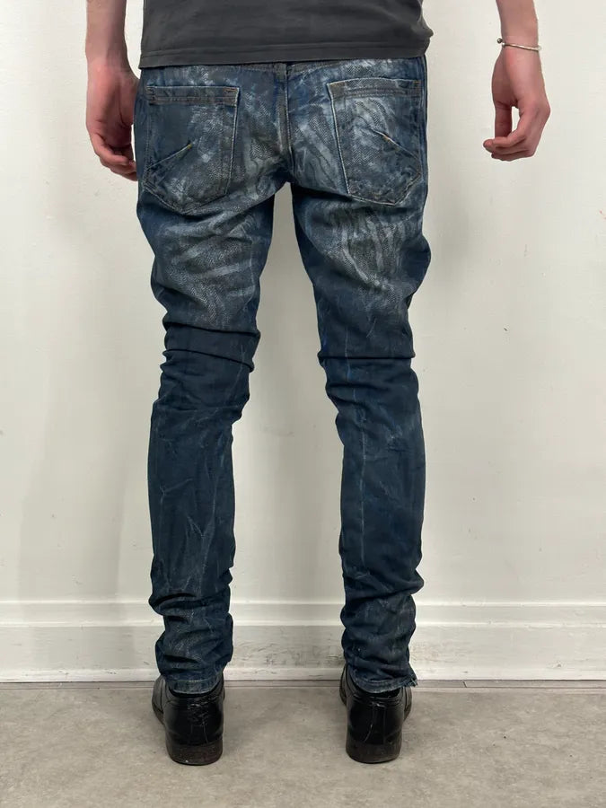 AW2011 Galliano Navy Slim Distressed Denim Jeans OyHrFqW 2