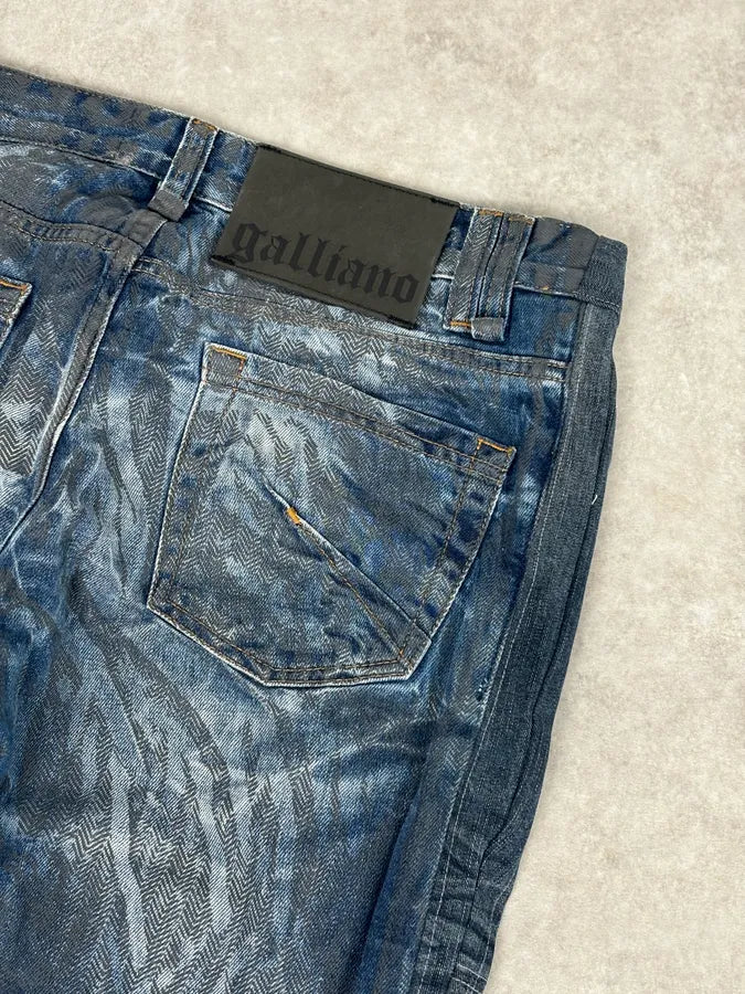 AW2011 Galliano Navy Slim Distressed Denim Jeans OyHrFqW 7
