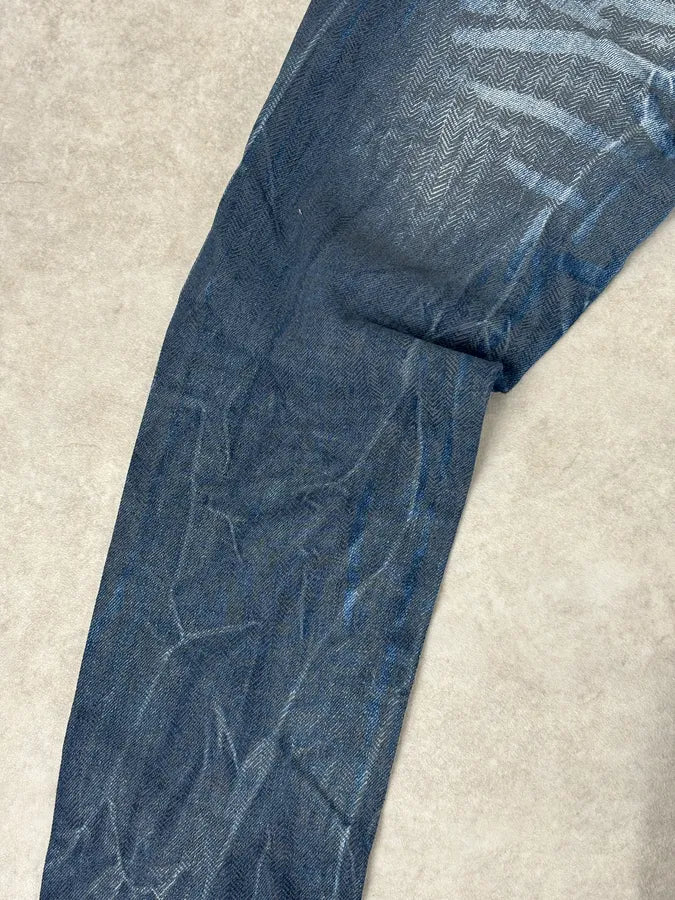 AW2011 Galliano Navy Slim Distressed Denim Jeans OyHrFqW 10