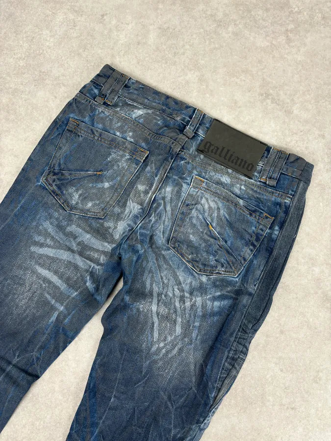 AW2011 Galliano Navy Slim Distressed Denim Jeans OyHrFqW 6