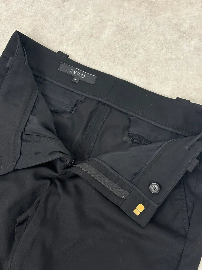SS2006 Gucci Black Cotton Classy Pants by Frida Giannini IgCjMeS 9