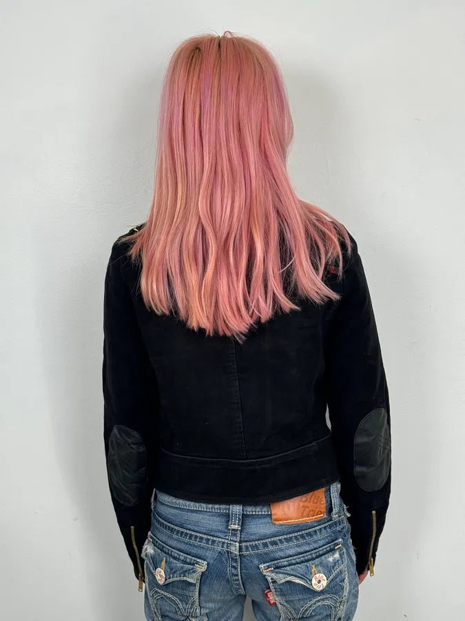AW2008 Gucci Black Asymmetrical Elbow Patch Jacket by Frida Giannini GfSOHLE 2