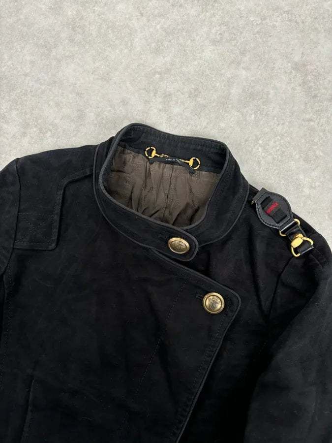 AW2008 Gucci Black Asymmetrical Elbow Patch Jacket by Frida Giannini GfSOHLE 3