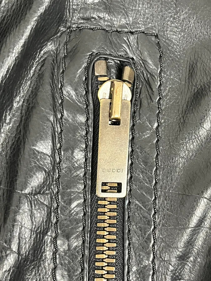 AW2007 Gucci Madonna Black Cargo Leather Jacket oTpRoOD 9