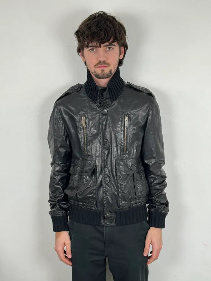 AW2007 Gucci Madonna Black Cargo Leather Jacket oTpRoOD 1