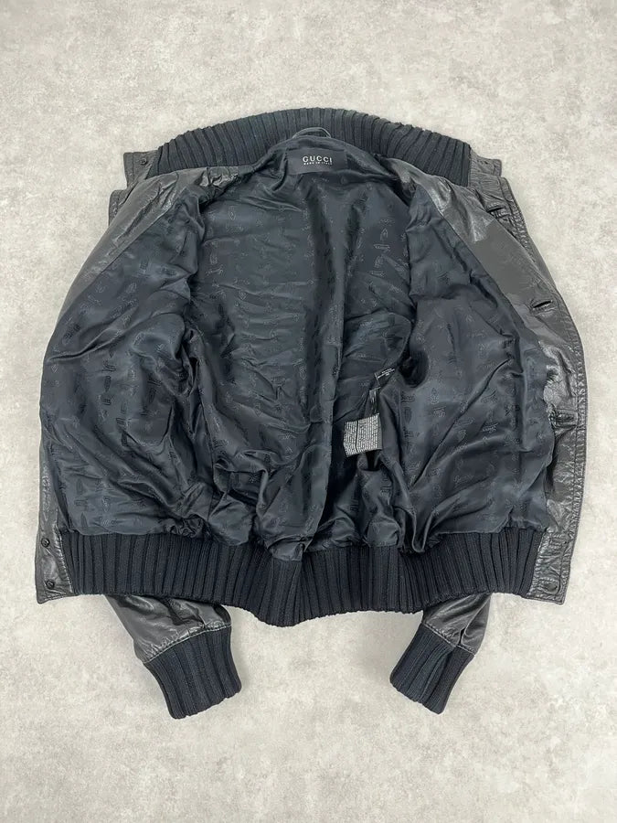 AW2007 Gucci Madonna Black Cargo Leather Jacket oTpRoOD 7