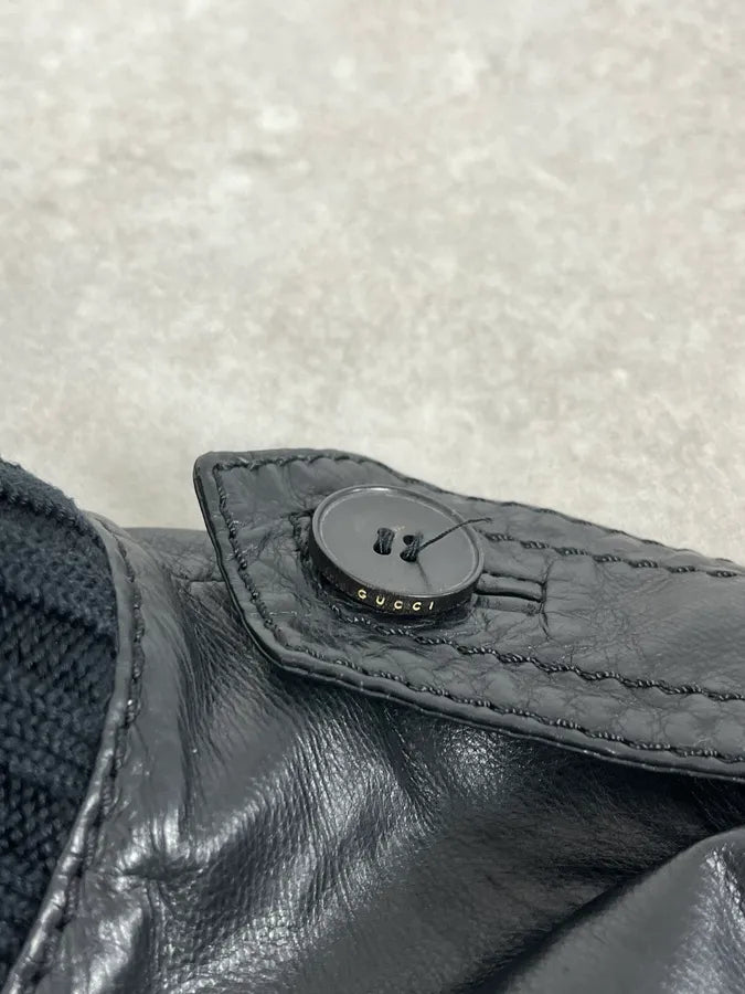 AW2007 Gucci Madonna Black Cargo Leather Jacket oTpRoOD 8