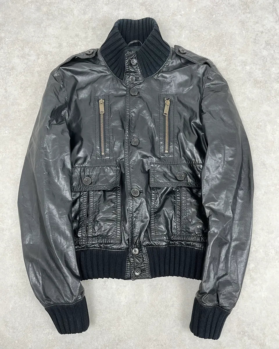 AW2007 Gucci Madonna Black Cargo Leather Jacket oTpRoOD 0