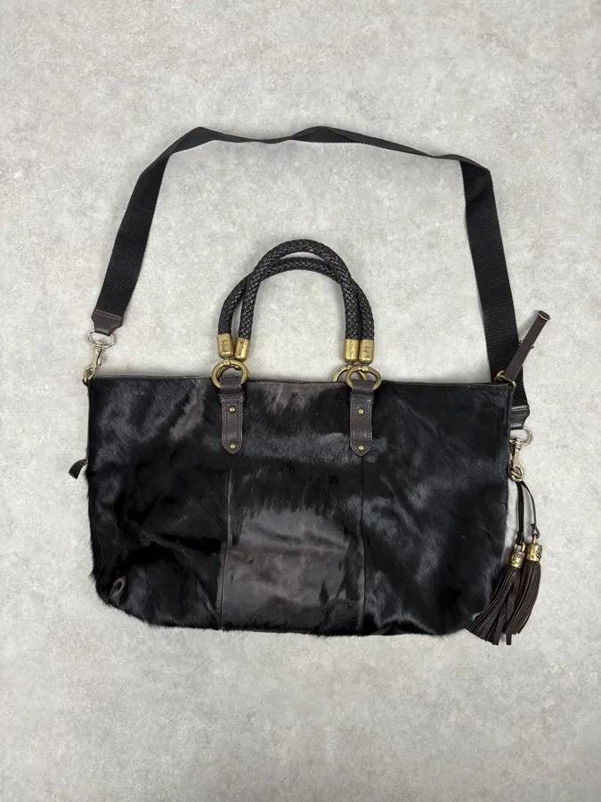 FW2007 Cavalli Black Pony Hair Leather Multi-Pocket Tote Bag  XmVFgvv 3