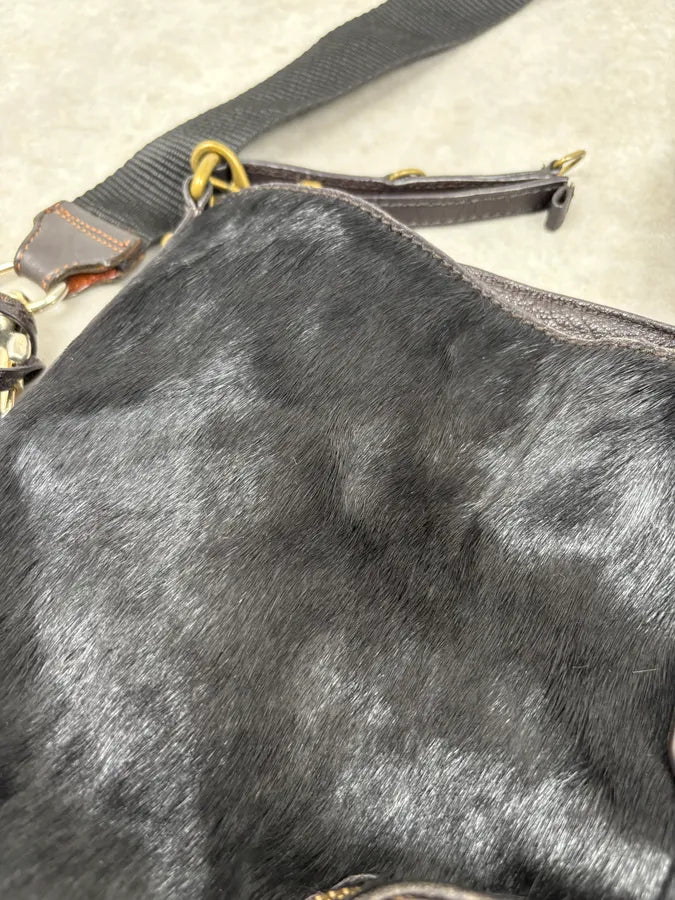 FW2007 Cavalli Black Pony Hair Leather Multi-Pocket Tote Bag  XmVFgvv 6