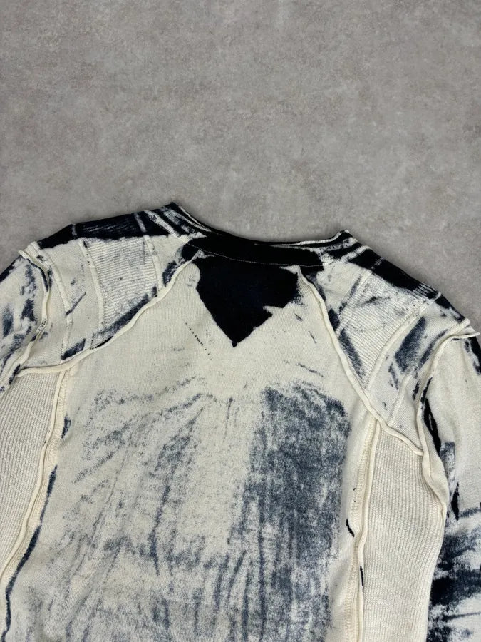 AW2007 Cavalli Navy & White Overprint Two Tone V Neck Sweater pliCABq 5