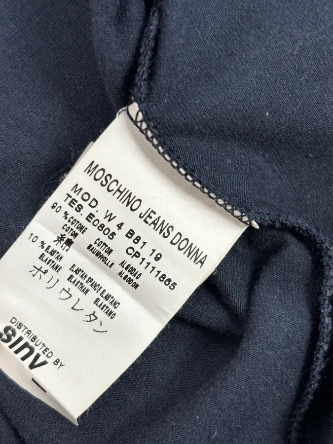 2000s Moschino Navy Mona Lisa Studded Graphic Longsleeve T-Shirt PUwrptv 9