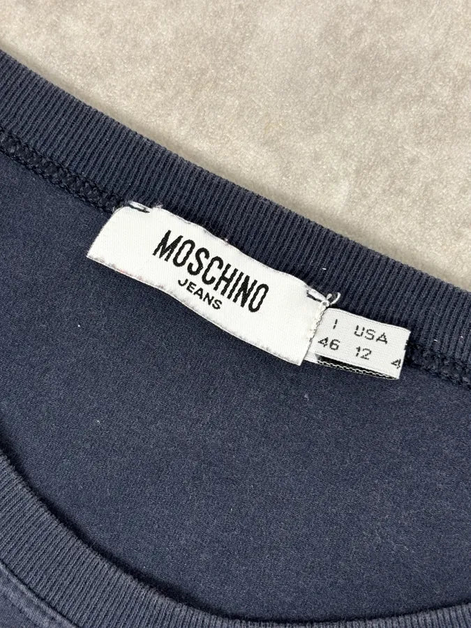 2000s Moschino Navy Mona Lisa Studded Graphic Longsleeve T-Shirt PUwrptv 7