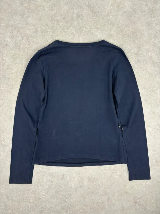 2000s Moschino Navy Mona Lisa Studded Graphic Longsleeve T-Shirt PUwrptv 4