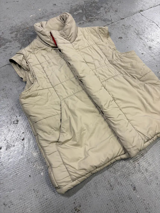 2000s Prada Beige Down Nylon Quilted Puffer Vest vXOERZs 4