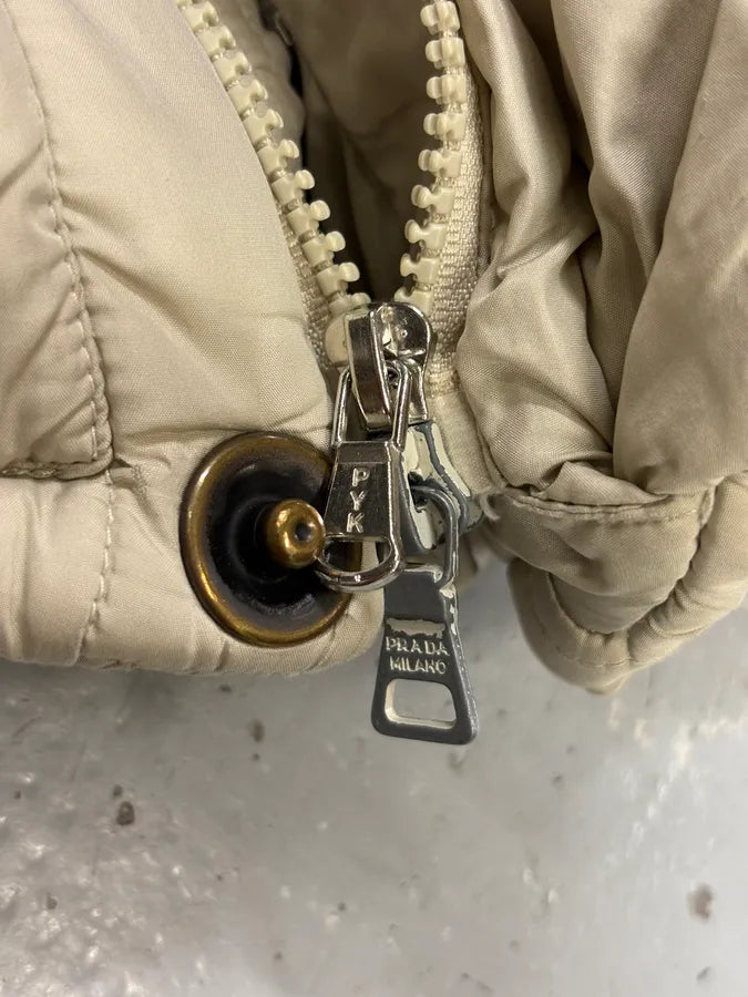 2000s Prada Beige Down Nylon Quilted Puffer Vest vXOERZs 13