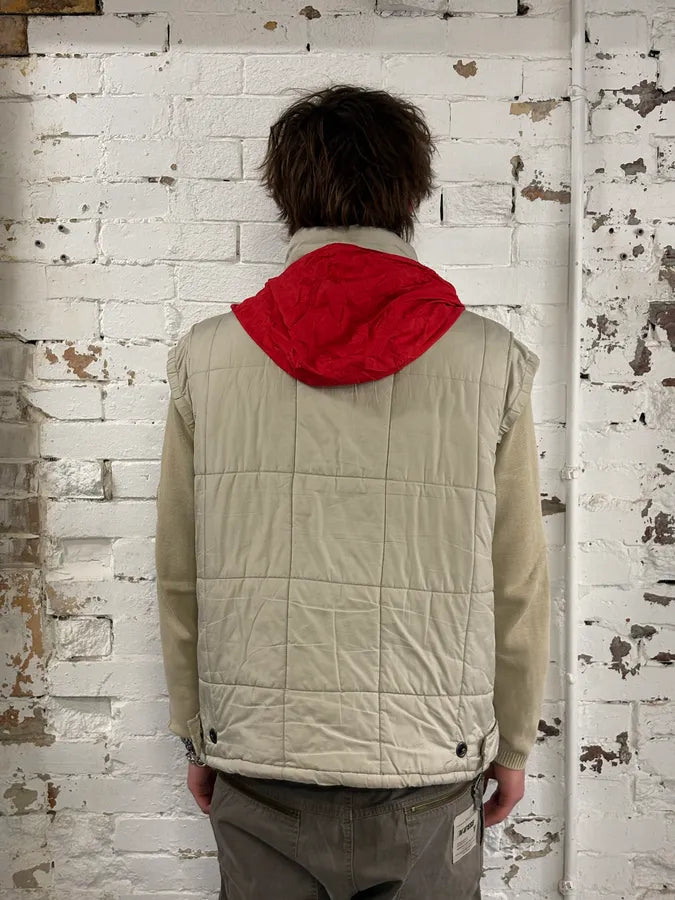 2000s Prada Beige Down Nylon Quilted Puffer Vest vXOERZs 3