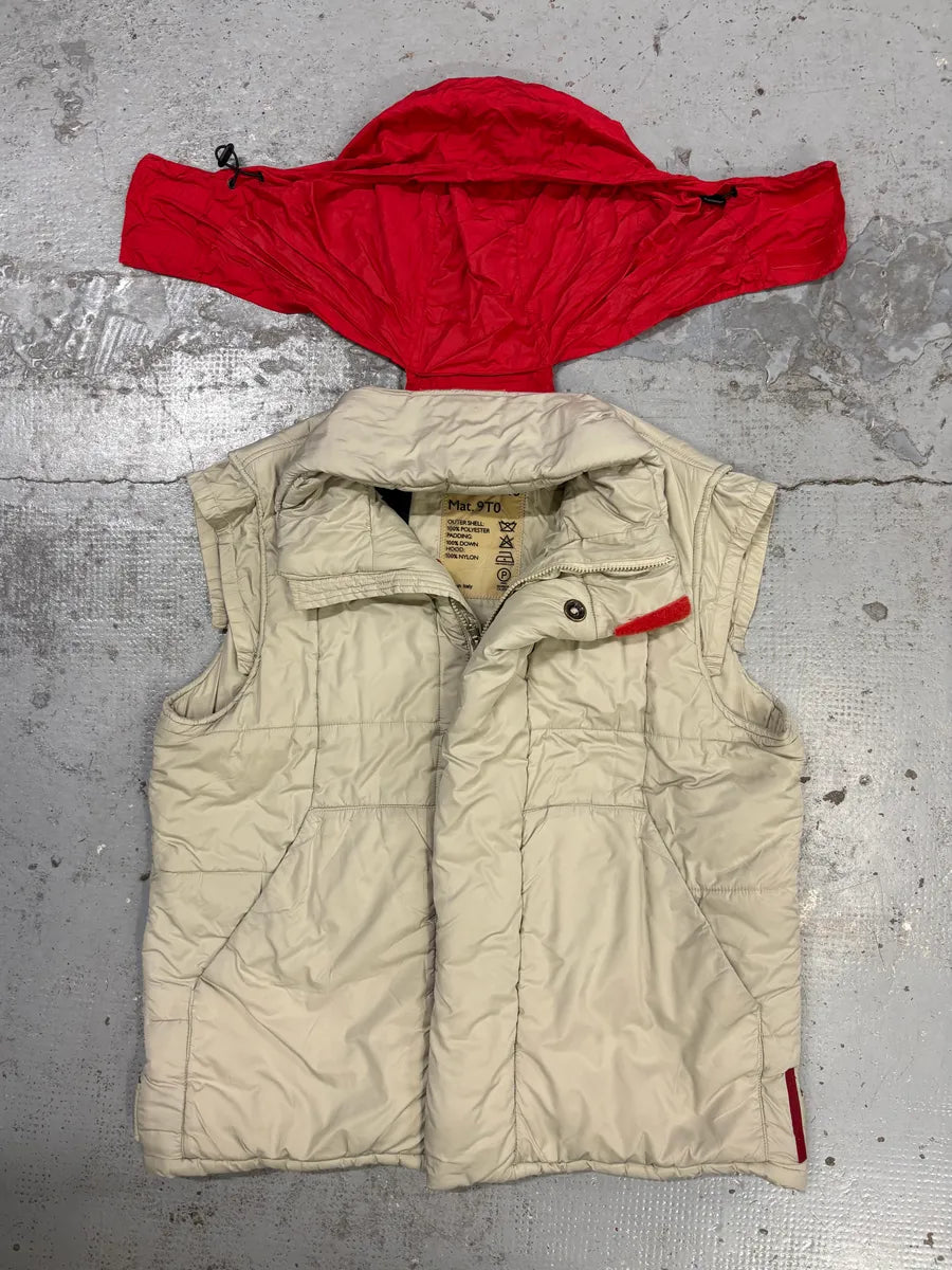 2000s Prada Beige Down Nylon Quilted Puffer Vest vXOERZs 5