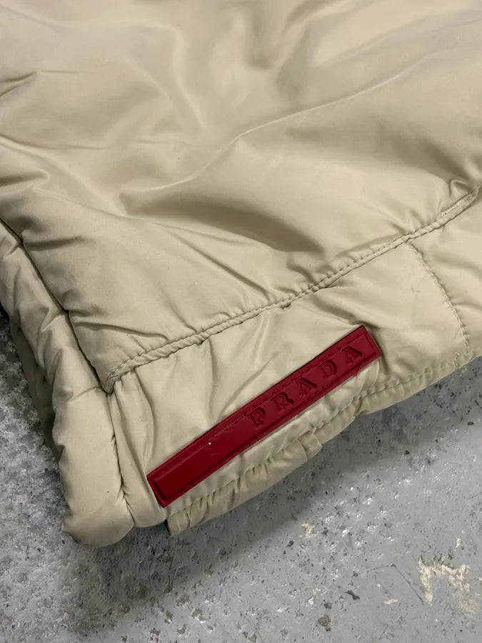 2000s Prada Beige Down Nylon Quilted Puffer Vest vXOERZs 7